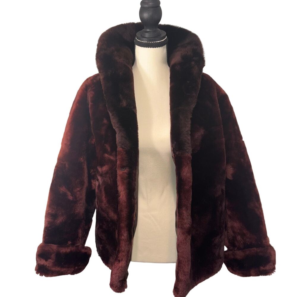 VNTG 1950/60s Mouton Lamb‎ Fur Jacket - Dark Mahogany Hollywood Mob Wife Glam